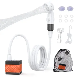 Homealexa Campingdusche Akku 6000mAh, Tragbare Outdoor Dusche mit LED Anzeige, USB-C Wiederaufladbar, 3 Strahlmodi, IPX7 Wasserdicht, Mobile Reisedusche für Camping, Wohnmobil, Hundedusche