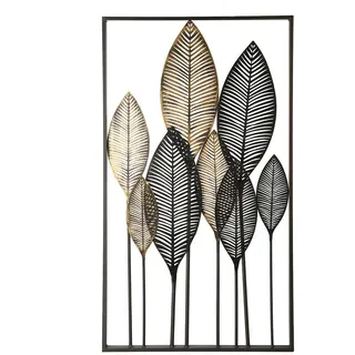 Metallbild, Braun, Gold, Champagner, Metall, Blatt, 53x95 cm, gerahmt, Bilder und Zubehör, Wandbilder, Metallbilder