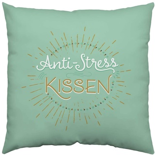 GRUSS & CO Kissen Motiv "Anti Stress"| Zierkissen, Baumwolle, 40 cm x 40 cm | Kissen mit Spruch | 47002