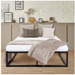 ML-DESIGN Metallbett Bett für Schlafzimmer mit Lattenrost auf Stahlrahmen robust, Gästebett 120x200 cm Schwarz mit Matratze 16cm leichte montage schwarz