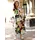 Druck-Kleid Schwarz/Camel 52