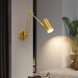 Zhxinashu LED Wandleuchte Innen Vintage Gold, Nachttischlampe Wand, Industrie-Sc