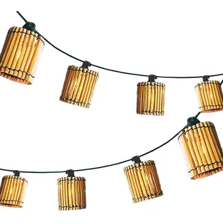 TRUYOK Solar Lichterkette Aussen 10 Lampions LED IP44 Bambus Wasserdicht Solarlaterne für Außen Vintage Outdoor lampe Wetterfest für Garten Hochzeit Fest Deko Licht Warmweiß