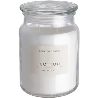 BUTLERS Duftkerze XL 480G im Glas mit Deckel -Cotton Scented Candle- 60 Std. Brenndauer | Aromakerzen & Aromatherapie-Duft für den Winter