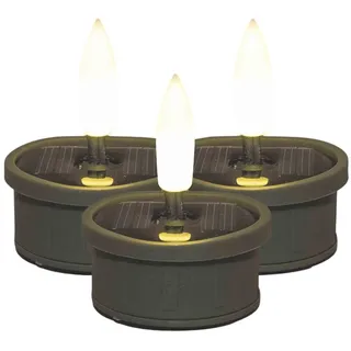 Coen Bakker Deco BV LED-Kerze (Set, 3-tlg), Solar Teelichter oliv dezent flackernd außen 3,7x4,5cm grün