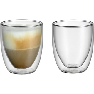 WMF Kult doppelwandige Cappuccino Gläser Set 2-teilig, 250ml, Schwebeeffekt, Thermogläser, hitzebeständiges Teeglas, Kaffeegläser