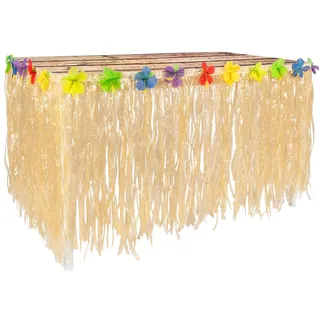 Boland - Tisch Vorhang Hawaii, 300 x 75 cm | Dekoration für Karneval, Strand, Garten und Sommer Mottoparty, Blumen und Fransen