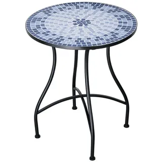 Mosaik-Meister Gartentisch Mosaik Gartentisch Metall 60 cm Mosaiktisch Balkontisch Bistrotisch, Nicht frostsicher blau