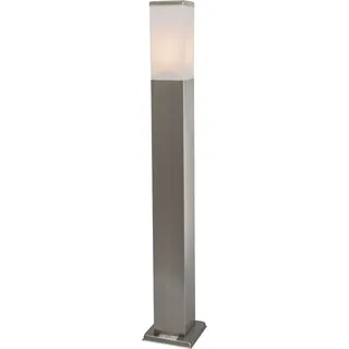 QAZQA Moderne Außen-Pollerleuchte Edelstahl 80 cm IP44 1x E27 silber