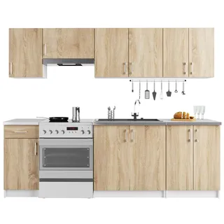 Küchenmöbelset AKORD LIMA Weiß 240 cm Schublade Sonoma-Eiche B240xH203xT44,5 cm