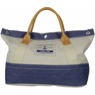 Antonio Strandtasche Baumwolle Beige/Blue