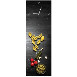 levandeo Wanduhr 20,0 cm 20x60cm Glasbild Pasta