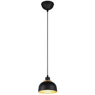 Reality Leuchten LED Pendelleuchte, Dimmfunktion, LED wechselbar, warmweiß, Designer Esstischlampe einflammig über Kücheninsel Schwarz Gold, 18cm schwarz