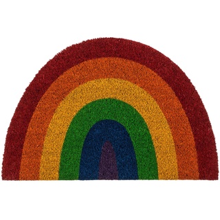 ReWu Fußmatte Schmutzfangmatte Pride Regenbogen Halbrund aus Kokosfasern 60 x 40 cm Farbenfroh LGBTQ+