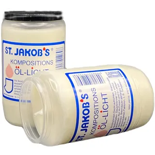 St. Jakobs Grabkerzen Nr. 3, Grabkerze, Grablicht, Weiss und rot, Friedhofslicht, Öllichter Nr, 3, Öl-Lichter, Grablampe, Grableuchte, Grabgestaltung, Lange Brenndauer (40, Weiss)