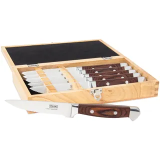 Viking Culinary Set Steakmesser Pakkaholz mit Gummi-Holz-Box, 6 Stück, rot