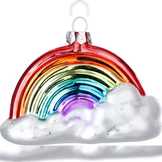 Christbaumschmuck Glas Regenbogen mit Wolke Weihnachtskugeln Weihnachtsbaum bunt