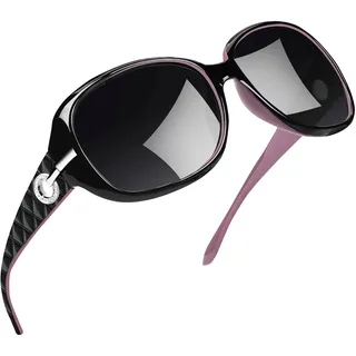 Joopin XL Grosse Sonnenbrille Damen Polarisiert und Übergroße Sonnenbrille Schwarze Dunkel UV400 Klassische Vintage Brille mit Übergroßer Rahmen (Lila/Schwarz) - Einheitsgröße