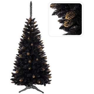 Sarcia.eu Künstlicher Weihnachtsbaum Schwarzer künstlicher Weihnachtsbaum Fichte Ghana PVC, gold 120cm