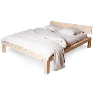 YAK Holzraum Bett Zirbenholzbett YARON - straight Kopfteil gerade 140 cm x 200 cm