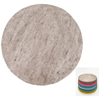 Nepalaya - Flache Sitzkissen aus 100% Wolle gefilzt, rund, Ø40cm, Bunte Stuhlkissen aus Filz - handgemacht - fair Trade aus Nepal (Natur)