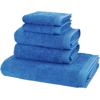 Möve Handtuch Set »Basic«, Walkfrottier, (Set, 5-tlg), in hochwertigster Walkfrottier Qualität blau
