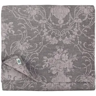 Linen & Cotton Luxus Jacquard Tischdecke Tischtuch Tischwäsche Roseus mit Damast Muster -100% Leinen, Rose/Grau (147 x 200 cm) Festliche Rechteckige Home Küche Dekoration Gastronomie Geburtstag