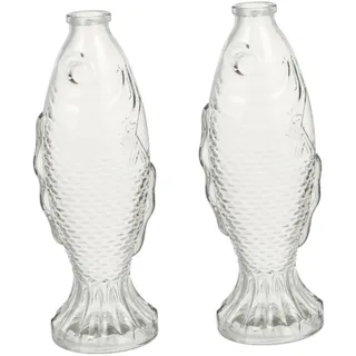 JEWEDECO 2stücke Fischform Glasflasche Dekorative Blumenvase Aus Hochwertigem Glas Mit Korkstopfen Für Tischdekoration Und Blumenarrangements