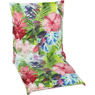 Sesselauflage, Grün, Blau, Lila, Mehrfarbig, Rot, Textil, Blätter, Füllung: Schaumstoff, Vlies, 48x5x98 cm, mittels Bändern zu befestigen, Outdoor-Kissen, Gartenstuhlauflagen, Niedriglehner-Auflagen