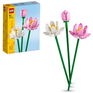 LEGO Creator Lotusblumen, Blumenstrauß-Set mit 3 künstliche Blumen, Schlafzimmer- oder Schreibtisch-Deko, Valentinstag-Geschenk für jugendliche ...