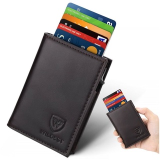 TEEHON Geldbörse Kartenetui Pop-up-Kreditkartenhalter Hochwertige Geldbörse aus Leder, kleine Geldbörse,Visitenkartenetui,Pop-Up-Design schwarz