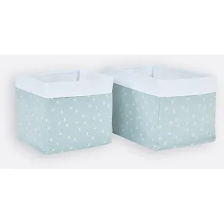 KraftKids Stoff-Körbchen in Musselin mint Pusteblumen, Aufbewahrungskorb für Kinderzimmer, Aufbewahrungsbox fürs Bad, Größe 20 x 20 x 20 cm
