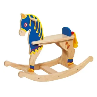 Schaukelpferd Ritter aus Holz, Schaukeltier ab 12 Monaten, Schaukelpony, Pferd