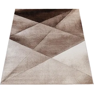 Paco Home Designer Teppich Modern Geometrische Muster Kurzflor Braun Beige Weiß Meliert, Grösse:230x320 cm
