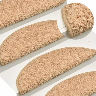 HETFTJN Stufenmatten 15er Set Gold 65x21x4 cm Halbrund Selbstklebend Teppich Treppenstufen Anti-Rutsch Schalldämmend Modern für Innen & Treppenhaus