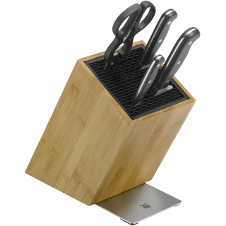 WMF Spitzenklasse Plus Vorteils Messerblock mit Messerset 5teilig, Made in Germany, 3 Messer geschmiedet, Bambus, Küchenschere, FlexTec Messerblock