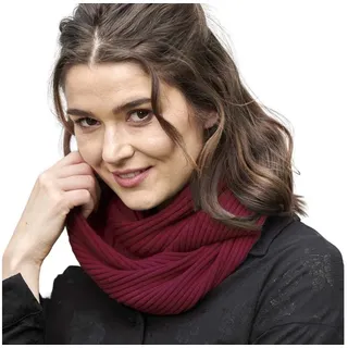 BEAZZ Loop Schlauchschal Loop Damen Herren 100% WOLLE Merino, Feinstrick, warm und weich rot