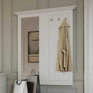 Garderobe Massivholz weiß im Landhausstil die Wandmontage