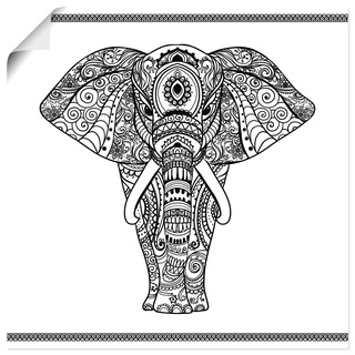Wandbild ARTLAND "Elefant in Mandala" Bilder Gr. B/H: 100 cm x 100 cm, Poster, weiß Bild Poster Bilder als Alubild, Leinwandbild, Wandaufkleber oder in versch. Größen
