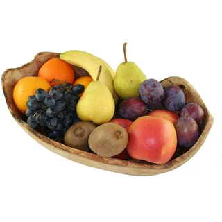 D.O.M.® Obstschale RUSTIKAL aus naturbelassenem Olivenholz in 5 Größen (Länge 26-29 cm)