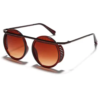 HPIRME Vintage Steampunk Sonnenbrille Männer Runde Brille Steam Punk Metall Sonnenbrille Frauen Spiegel Shades UV400 - Einheitsgröße