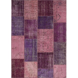 Vintage Teppich Patchwork 120 x 180 cm Mischgewebe Pink