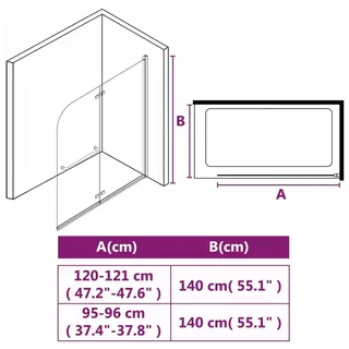 vidaXL Duschkabine 2 Paneele ESG 120 x 140 cm