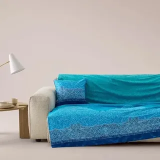 Bassetti Granfoulard Sofaüberwurf, Überwurf für Sofa, Überwurf, Tischüberwurf, 270 x 270 cm, Art. Dolceacqua Blau