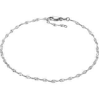 VIVANCE Fußkette "925/- Sterling Silber weiss diamantiert", weiß, Fußketten, Damen, 25+2cm, Silber 925 (Sterlingsilber), glitzernd