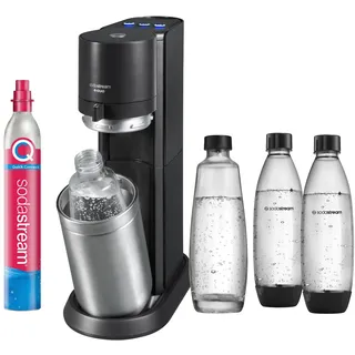 Sodastream Duo schwarz + 2 Glaskaraffen + 2 PET-Flaschen + Zylinder