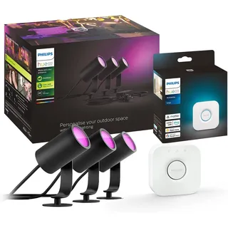 Philips Hue LED-Spot Lily, 3er-Set, Bridge, RGB, CCT, IP65