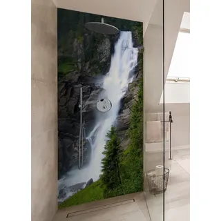 Wallario Duschrückwand Wasserfall, (1-tlg) schwarz 70 cm x 200 cm