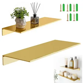 LuxusKollektion Deko-Wandregal Wandregal Metall Gold 2er Set 40/30cm, 2-tlg. goldfarben