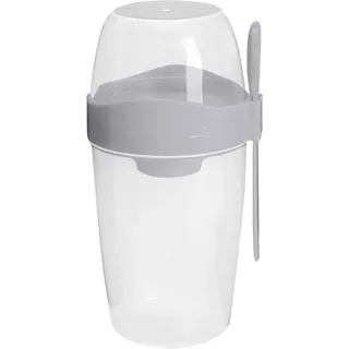 Müslibecher to Go Groß Joghurtbecher Kinder Salatbecher Porridge Becher mit Löffel Deckel 310ml+560ml Müsli Behälter Joghurt Müslibox Dressing Frühstücksbehälter 3 IN1 Overnight Oats (B, one Size)